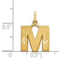 14K Yellow Gold Satin Diamond-cut Letter M Initial Charm view 4