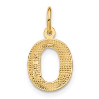 14K Yellow Gold Satin Diamond-cut Letter O Initial Charm view 3