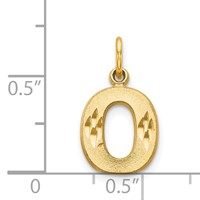 14K Yellow Gold Satin Diamond-cut Letter O Initial Charm view 4