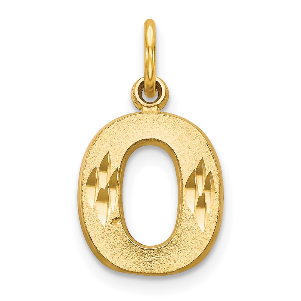 14K Yellow Gold Satin Diamond-cut Letter O Initial Charm