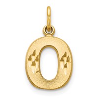 14K Yellow Gold Satin Diamond-cut Letter O Initial Charm view 1