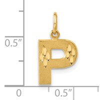 14K Yellow Gold Satin Diamond-cut Letter P Initial Charm view 4