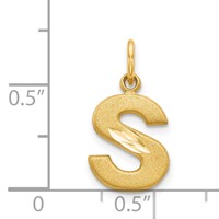 14K Yellow Gold Satin Diamond-cut Letter S Initial Charm view 4