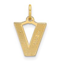 14K Yellow Gold Satin Diamond-cut Letter V Initial Charm view 3