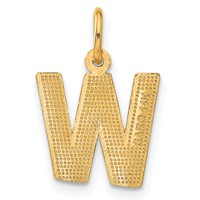 14K Yellow Gold Satin Diamond-cut Letter W Initial Charm view 3