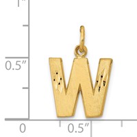 14K Yellow Gold Satin Diamond-cut Letter W Initial Charm view 4
