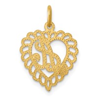 14K Yellow Gold Heart Letter a Charm view 4