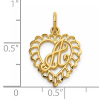14K Yellow Gold Heart Letter a Charm view 3