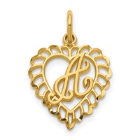 14K Yellow Gold Heart Letter a Charm view 1