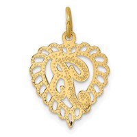 14K Yellow Gold Heart Letter B Charm view 3