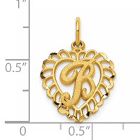 14K Yellow Gold Heart Letter B Charm view 4