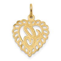 14K Yellow Gold Heart Letter C Charm view 4