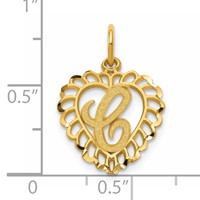 14K Yellow Gold Heart Letter C Charm view 3