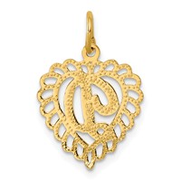 14K Yellow Gold Heart Letter D Charm view 4