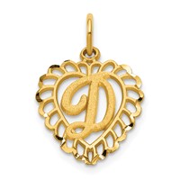 14K Yellow Gold Heart Letter D Charm view 1