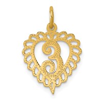 14K Yellow Gold Heart Letter E Charm view 3