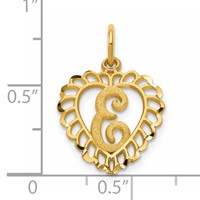 14K Yellow Gold Heart Letter E Charm view 4