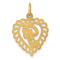 14K Heart Letter F Charm view 4