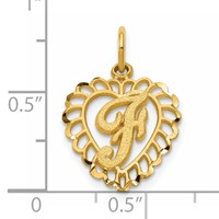 14K Heart Letter F Charm view 3