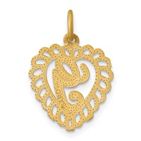 14K Yellow Gold Heart Letter G Charm view 4