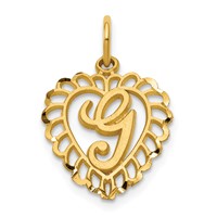 14K Yellow Gold Heart Letter G Charm view 1
