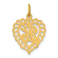 14K Yellow Gold Heart Letter H Charm view 4