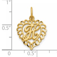 14K Yellow Gold Heart Letter H Charm view 3
