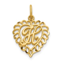 14K Yellow Gold Heart Letter H Charm view 1