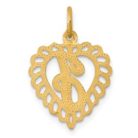 14K Yellow Gold Heart Letter J Charm view 3