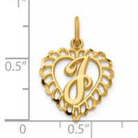 14K Yellow Gold Heart Letter J Charm view 4