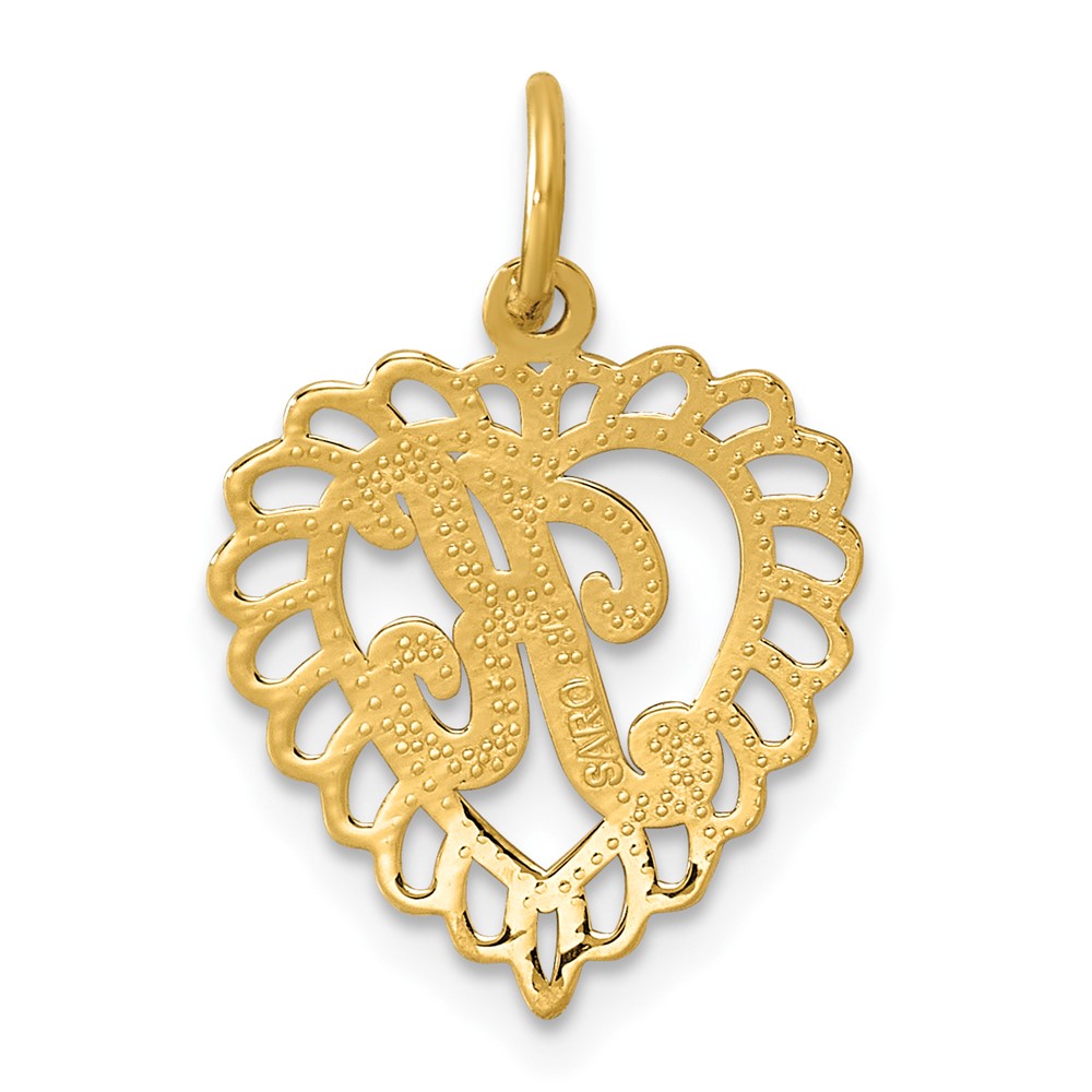 14k Heart Letter K Charm (C568K)