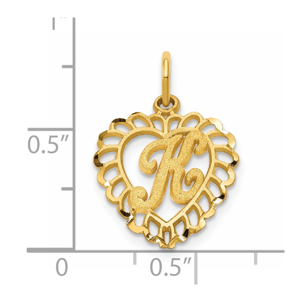 14k Heart Letter K Charm (C568K)