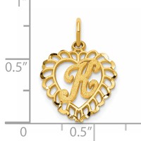 14K Heart Letter K Charm view 4