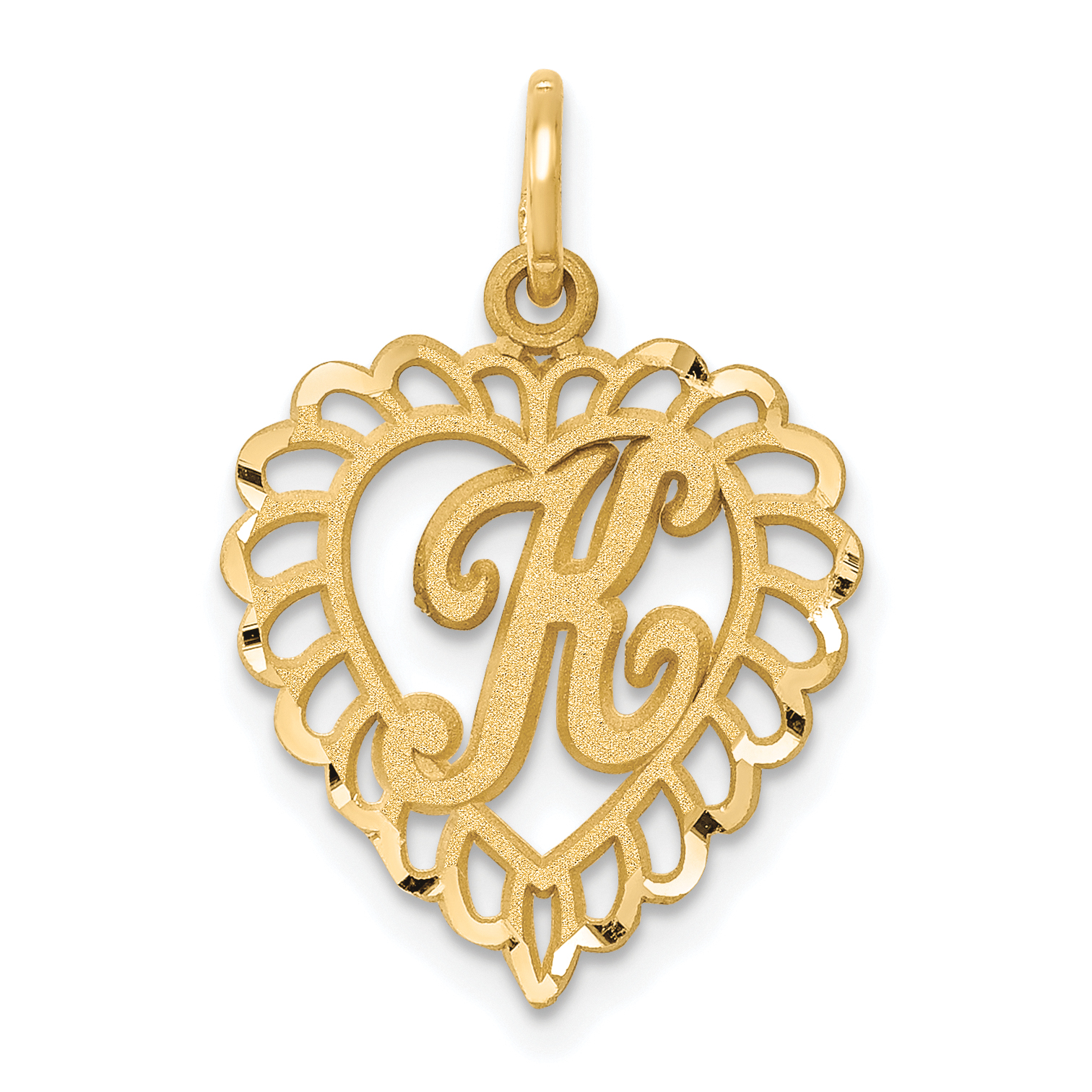 14k Heart Letter K Charm (C568K)