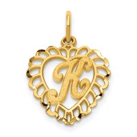 14K Heart Letter K Charm view 1