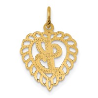 14K Yellow Gold Heart Letter L Charm view 3