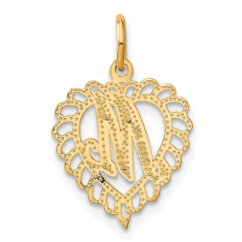 14k Heart Letter M Charm (C568M)