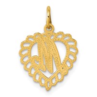 14K Yellow Gold Heart Letter M Charm view 3