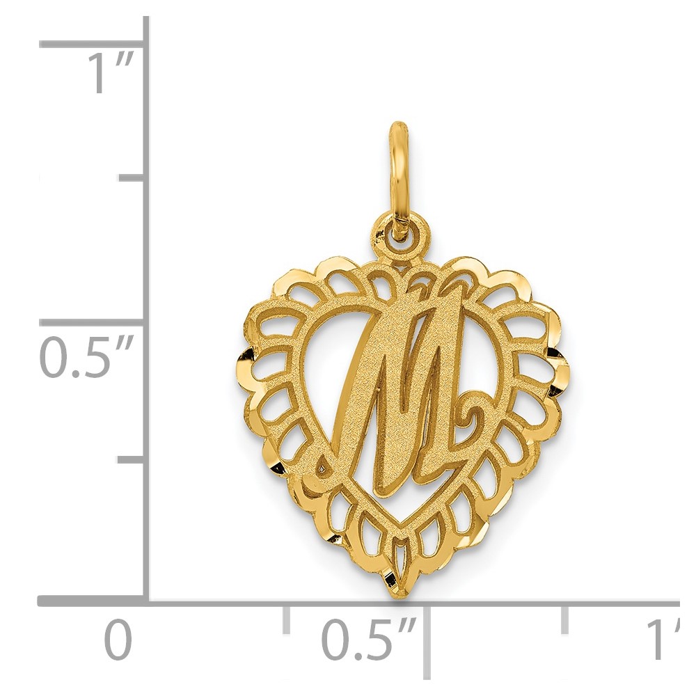 14k Heart Letter M Charm (C568M)