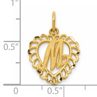 14K Yellow Gold Heart Letter M Charm view 4