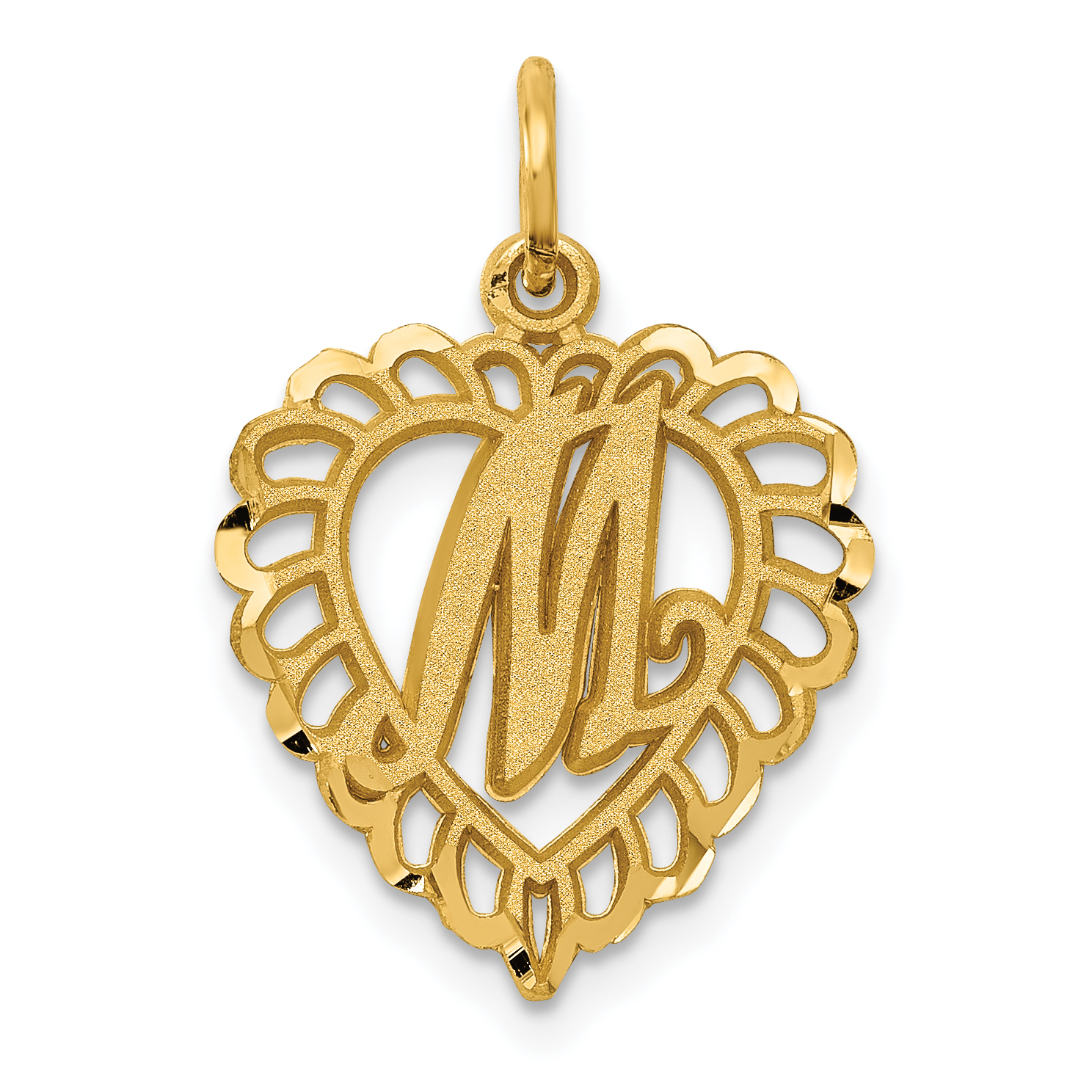 14k Heart Letter M Charm (C568M)