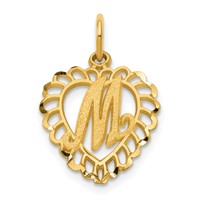 14K Yellow Gold Heart Letter M Charm view 1