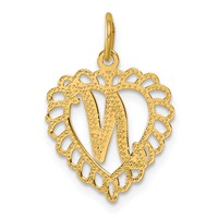 14K Yellow Gold Heart Letter N Charm view 3