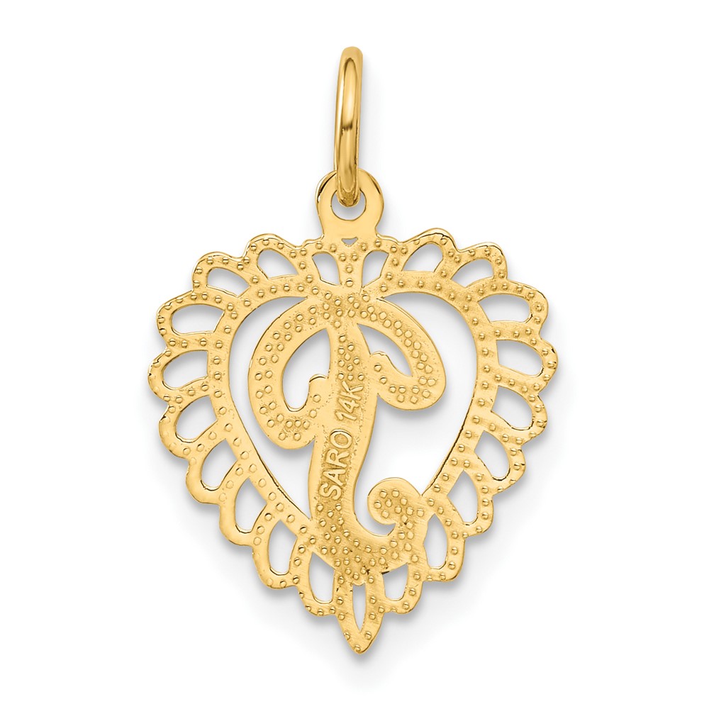 14k Heart Letter P Charm (C568P)