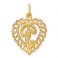 14K Yellow Gold Heart Letter P Charm view 3