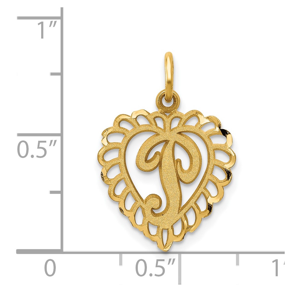 14k Heart Letter P Charm (C568P)
