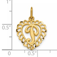 14K Yellow Gold Heart Letter P Charm view 4