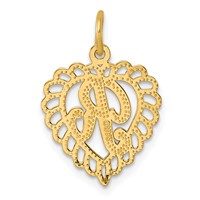 14K Yellow Gold Heart Letter R Charm view 3