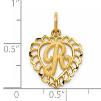 14K Yellow Gold Heart Letter R Charm view 4