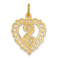 14K Yellow Gold Heart Letter S Charm view 4